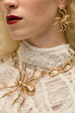 ZARA Acessórios / Bijuteria^BRINCOS DE ARANHA COM JOIAS Dourado