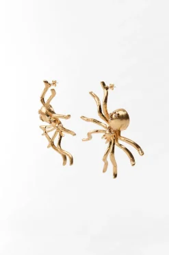 ZARA Acessórios / Bijuteria^BRINCOS DE ARANHA COM JOIAS Dourado