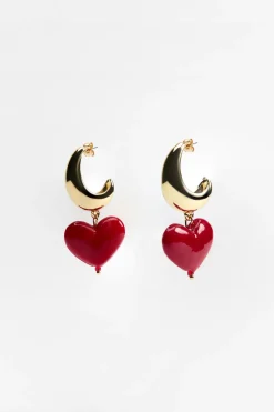 ZARA Acessórios / Bijuteria^BRINCOS DE ARGOLA COM CORAÇÃO Dourado