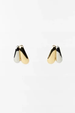 ZARA Acessórios / Bijuteria^BRINCOS DE ARGOLA DUPLA COMBINADA Dourado