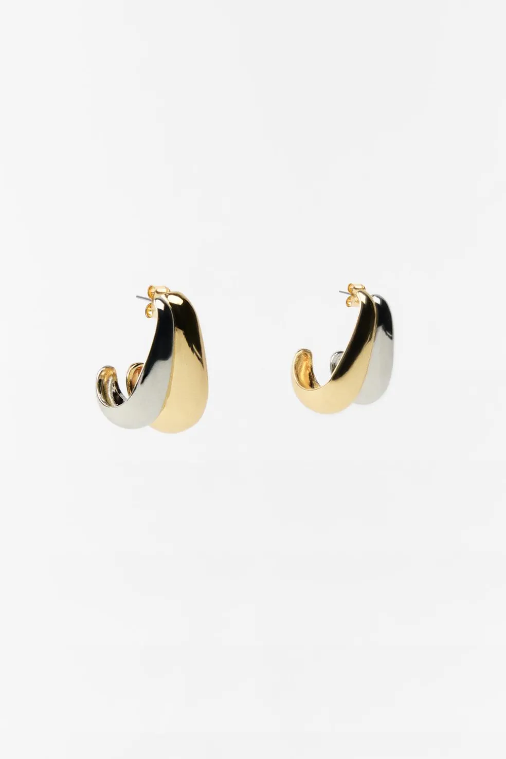 ZARA Acessórios / Bijuteria^BRINCOS DE ARGOLA DUPLA COMBINADA Dourado