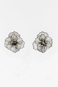 ZARA Acessórios / Bijuteria^BRINCOS DE FLOR COM BRILHOS Prata