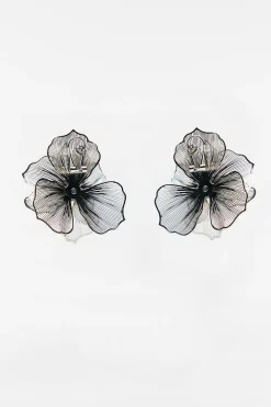 ZARA Acessórios / Bijuteria^BRINCOS DE FLOR COM BRILHOS Prata