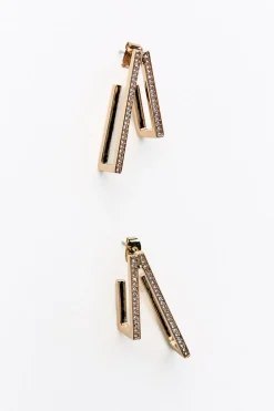 ZARA Acessórios / Bijuteria^BRINCOS DUPLOS COM BRILHO Dourado