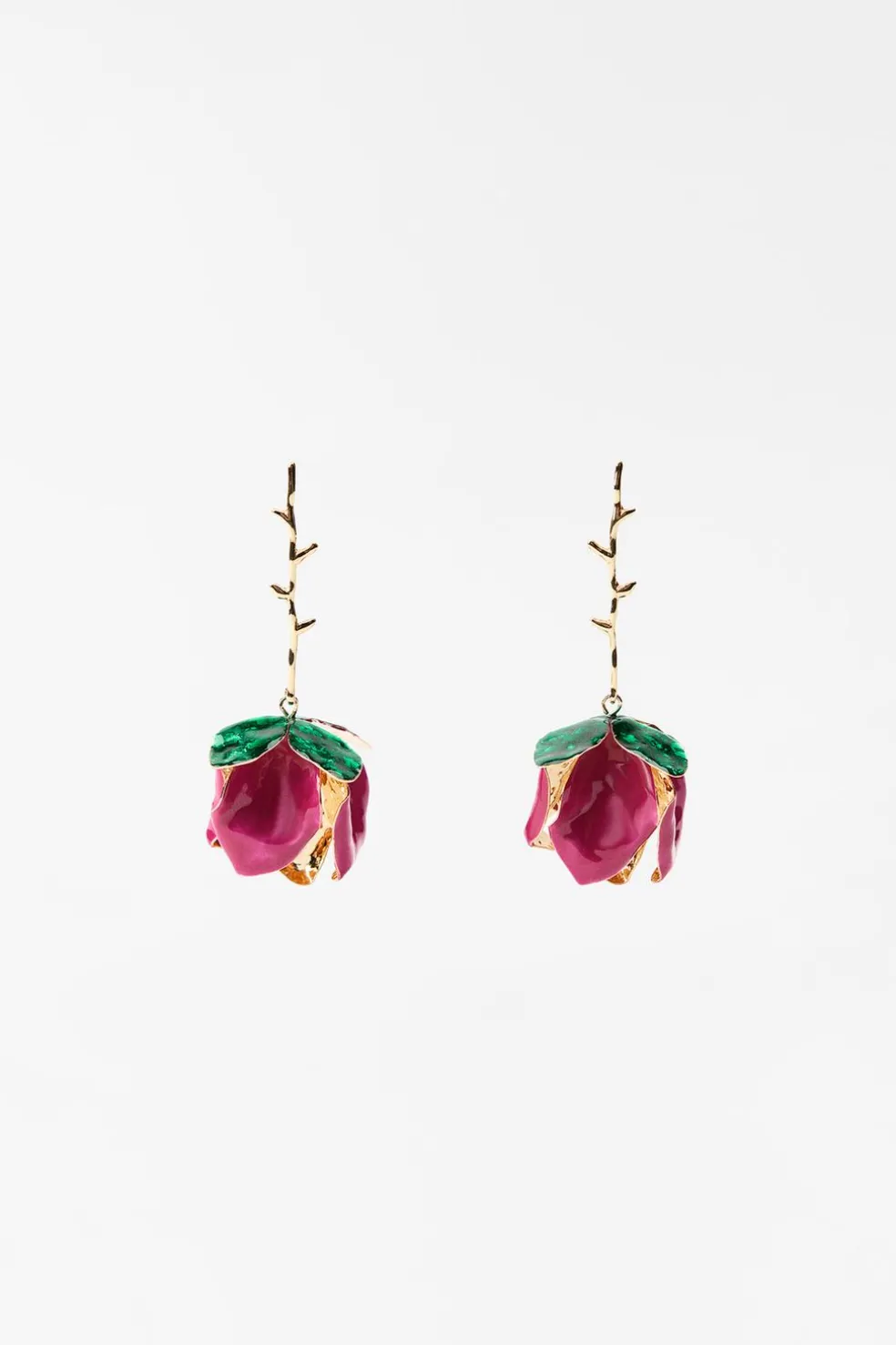 ZARA Acessórios / Bijuteria^BRINCOS FLOR ESMALTADA Dourado