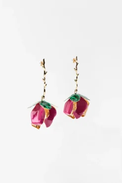 ZARA Acessórios / Bijuteria^BRINCOS FLOR ESMALTADA Dourado
