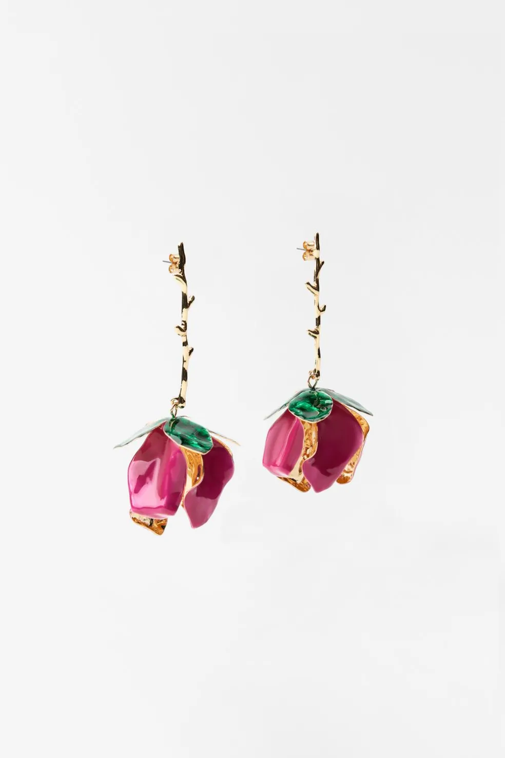 ZARA Acessórios / Bijuteria^BRINCOS FLOR ESMALTADA Dourado