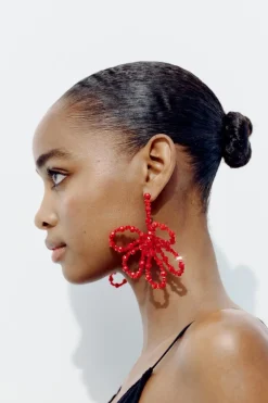 ZARA Acessórios / Bijuteria^BRINCOS FLOR MISSANGAS Vermelho
