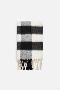 ZARA Acessórios^CACHECOL AOS QUADRADOS COM TEXTURA ESCOVADA Preto / Branco