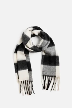 ZARA Acessórios^CACHECOL AOS QUADRADOS COM TEXTURA ESCOVADA Preto / Branco