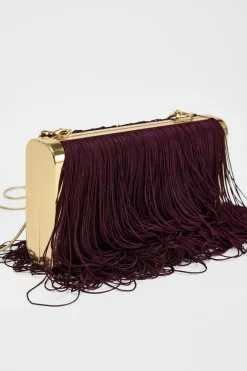 ZARA Malas^CAIXA FRANJAS Vermelho-bordeaux