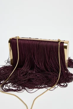 ZARA Malas^CAIXA FRANJAS Vermelho-bordeaux