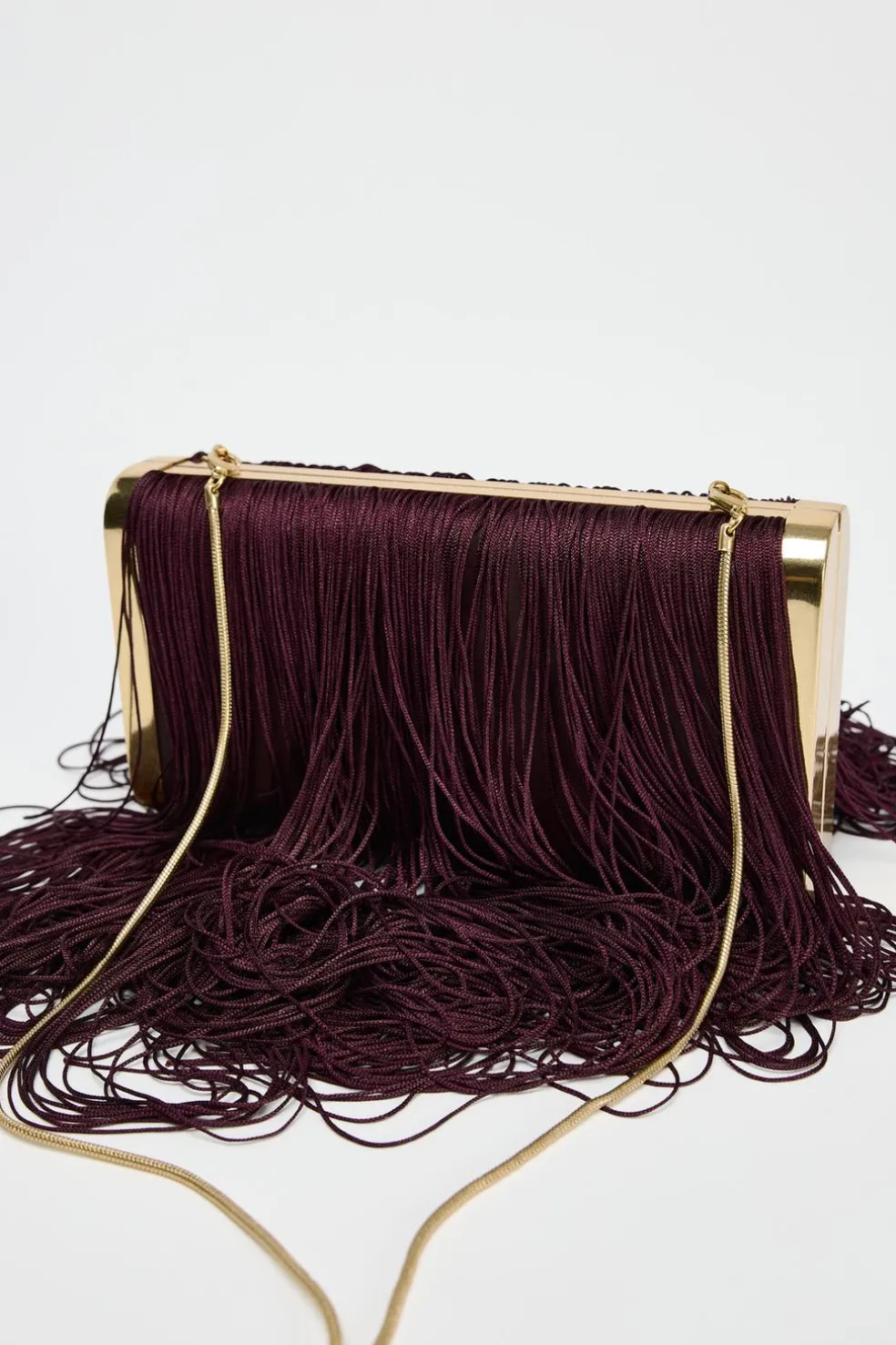 ZARA Malas^CAIXA FRANJAS Vermelho-bordeaux