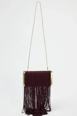 ZARA Malas^CAIXA FRANJAS Vermelho-bordeaux