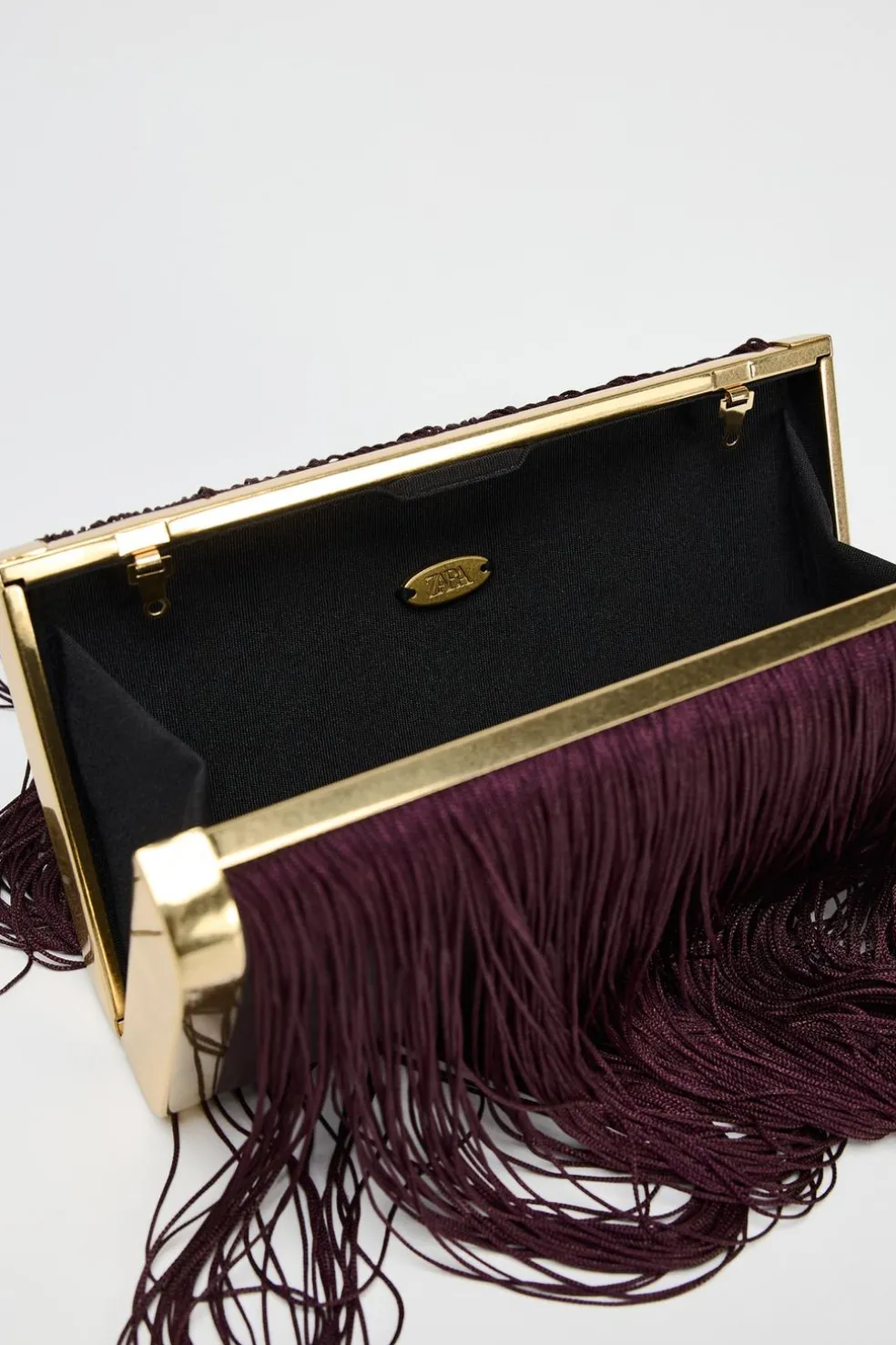 ZARA Malas^CAIXA FRANJAS Vermelho-bordeaux