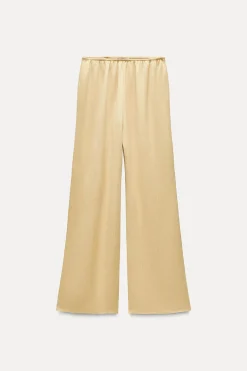 ZARA Calças^CALÇA COMPRIDA PLISSADA Amarelo-pastel