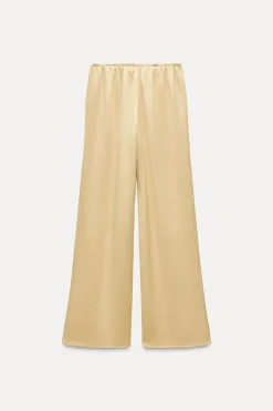ZARA Calças^CALÇA COMPRIDA PLISSADA Amarelo-pastel