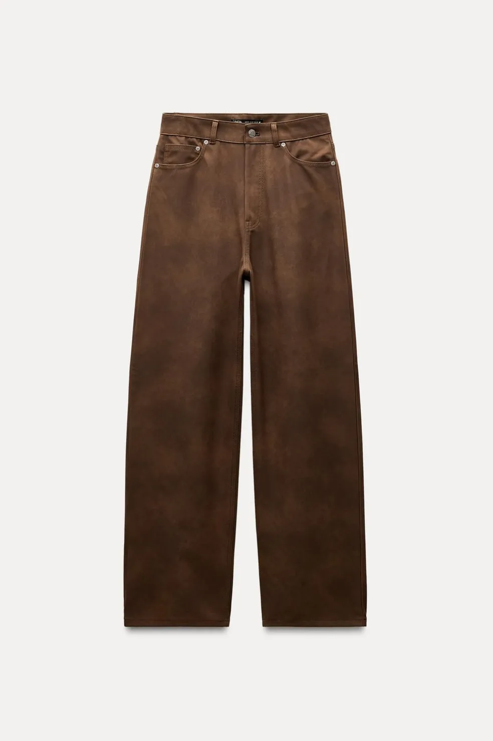 ZARA Calças^CALÇA EFEITO CAMURÇA Castanho