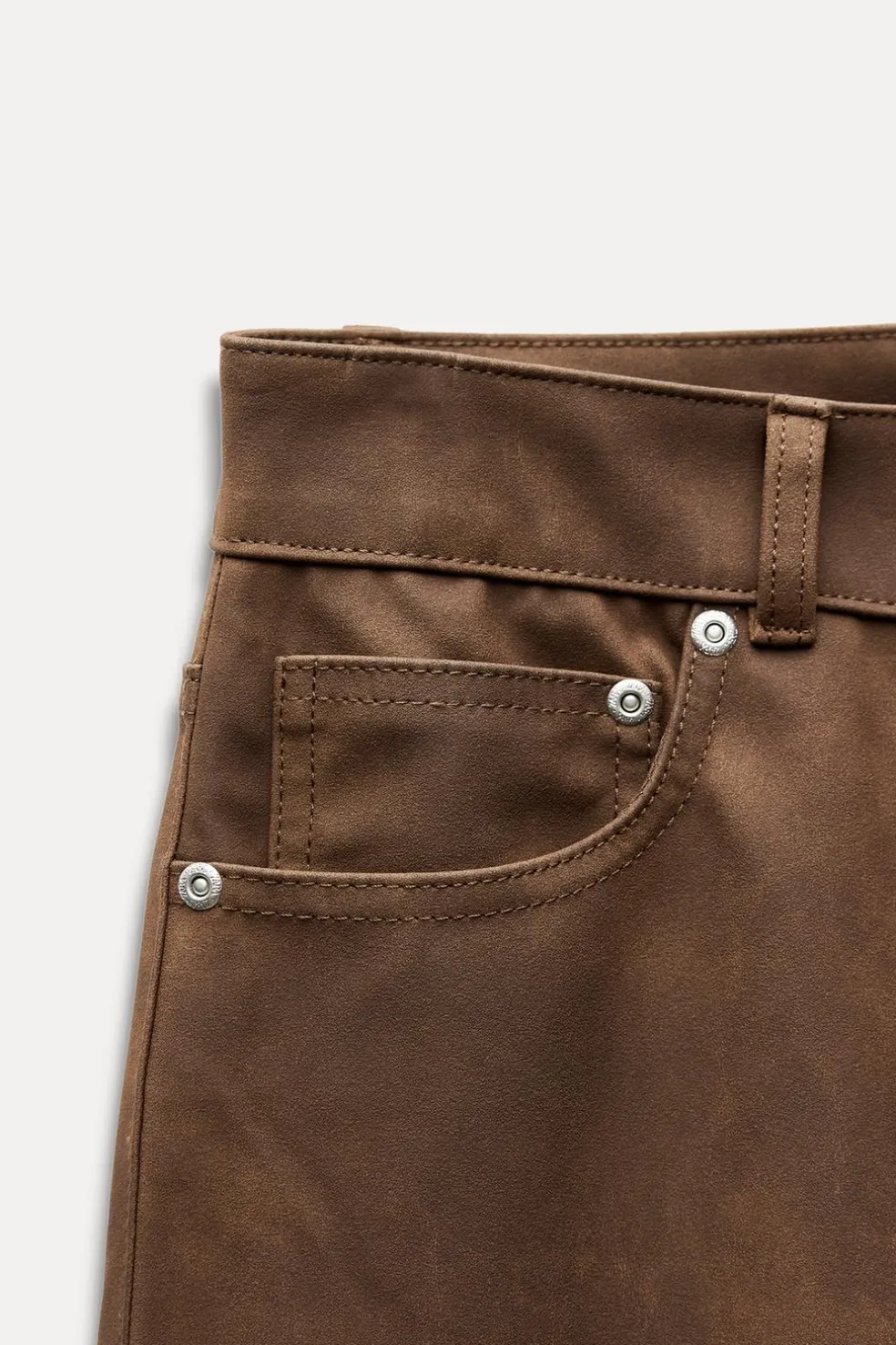 ZARA Calças^CALÇA EFEITO CAMURÇA Castanho