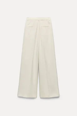 ZARA Calças^CALÇA FLUIDA C/PREGAS AREIA/CASTANHO