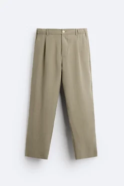 ZARA Calças^CALÇA MISTURA LIOCEL Caqui