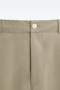 ZARA Calças^CALÇA MISTURA LIOCEL Caqui
