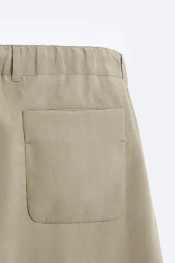 ZARA Calças^CALÇA MISTURA LIOCEL Caqui