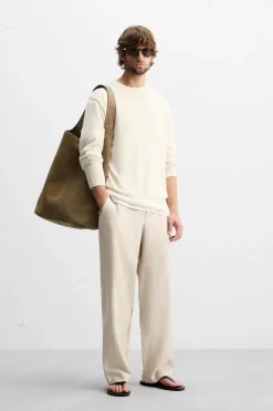 ZARA Calças^CALÇA MISTURA LIOCEL Bege