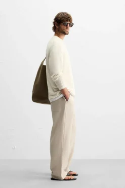 ZARA Calças^CALÇA MISTURA LIOCEL Bege