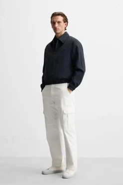 ZARA Calças^CALÇA TROPA CANVAS Branco-marfim