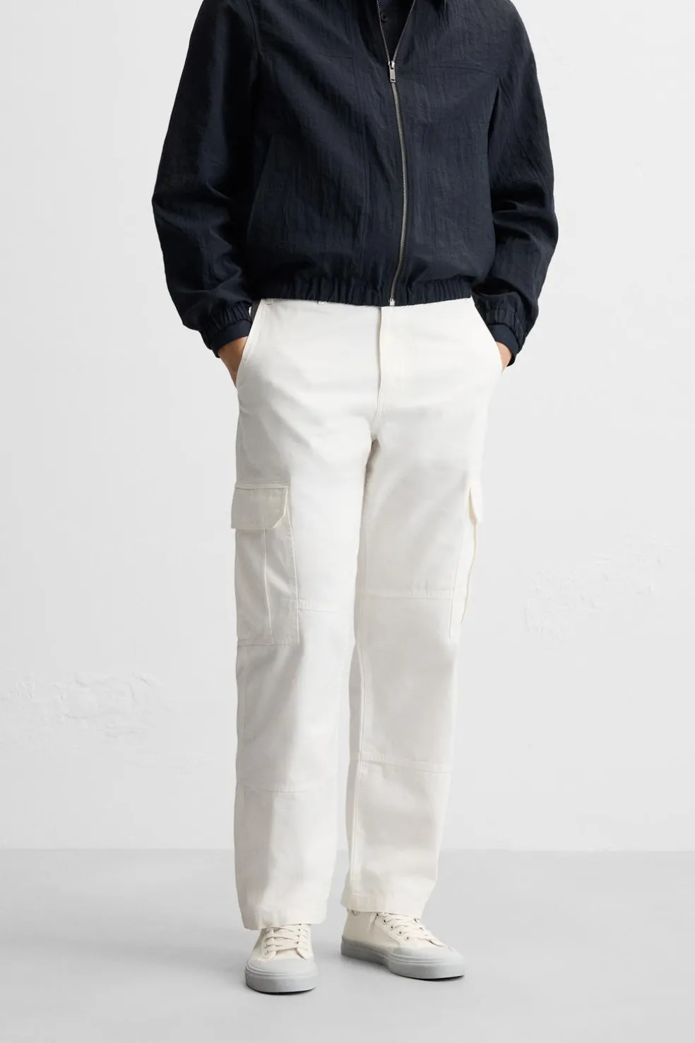 ZARA Calças^CALÇA TROPA CANVAS Branco-marfim