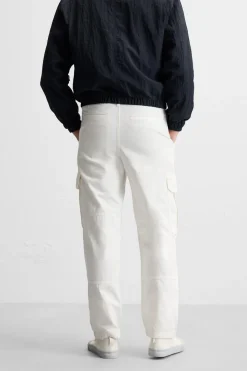 ZARA Calças^CALÇA TROPA CANVAS Branco-marfim