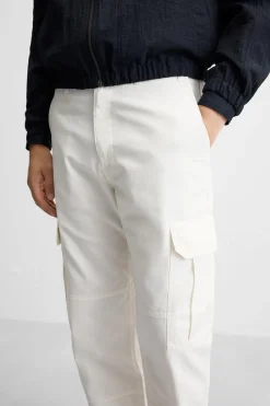 ZARA Calças^CALÇA TROPA CANVAS Branco-marfim