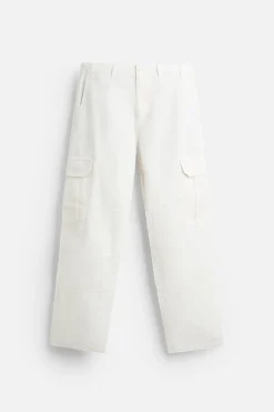 ZARA Calças^CALÇA TROPA CANVAS Branco-marfim