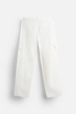 ZARA Calças^CALÇA TROPA CANVAS Branco-marfim