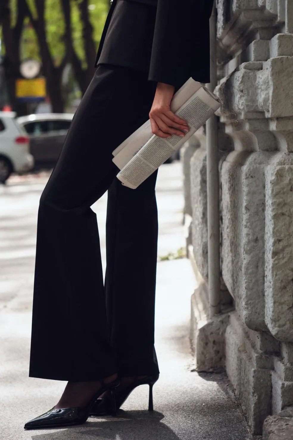 ZARA Calças^CALÇAS À BOCA DE SINO CINTURA SUBIDA Preto