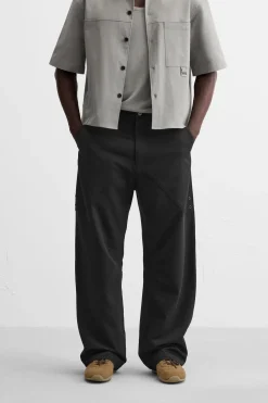 ZARA Calças^CALÇAS À BOCA DE SINO COM COSTURAS Preto