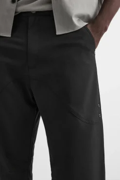 ZARA Calças^CALÇAS À BOCA DE SINO COM COSTURAS Preto