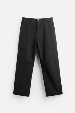 ZARA Calças^CALÇAS À BOCA DE SINO COM COSTURAS Preto