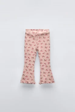 CALÇAS À BOCA DE SINO COM NERVURAS ESTAMPADAS SOFT TOUCH-ZARA Cheap