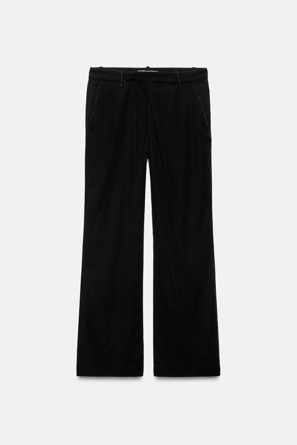 ZARA Calças^CALÇAS À BOCA DE SINO DE VELUDO ZW COLLECTION Preto