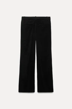 ZARA Calças^CALÇAS À BOCA DE SINO DE VELUDO ZW COLLECTION Preto