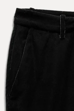 ZARA Calças^CALÇAS À BOCA DE SINO DE VELUDO ZW COLLECTION Preto