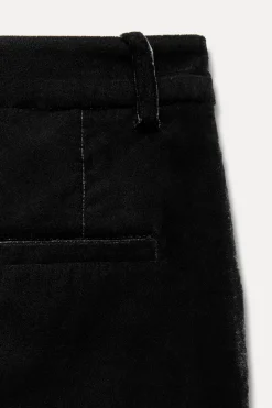 ZARA Calças^CALÇAS À BOCA DE SINO DE VELUDO ZW COLLECTION Preto