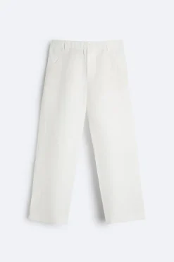 ZARA Calças^CALÇAS 100% CÂNHAMO Cru