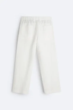 ZARA Calças^CALÇAS 100% CÂNHAMO Cru