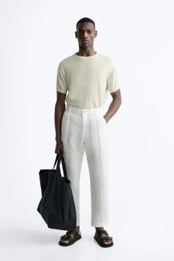 ZARA Calças^CALÇAS 100% LINHO Branco