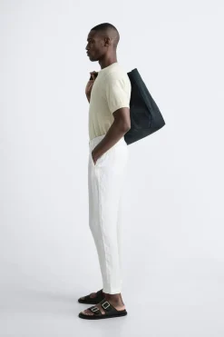 ZARA Calças^CALÇAS 100% LINHO Branco