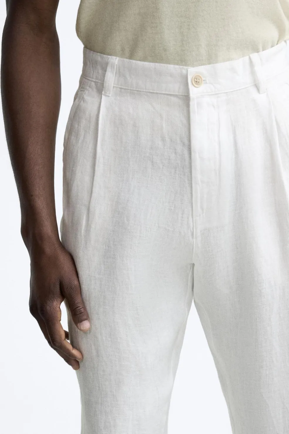 ZARA Calças^CALÇAS 100% LINHO Branco