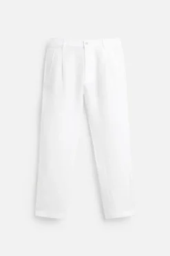 ZARA Calças^CALÇAS 100% LINHO Branco